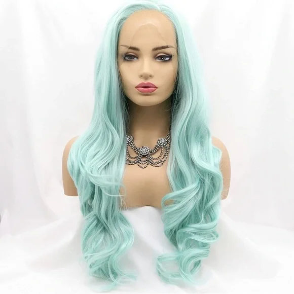💫 24” MINT GREEN BODY WAVY LACE FRONT WIG *NEW*